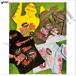 Sudaderas de invierno con estampado de fondo crudo con etiquetas de cuello Fleece de algodón 100% de calidad superior Impresión de alta calidad - Product Image 2