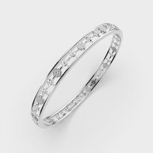 Brazalete Abierto de Plata de Ley 925 con Diamantes y Motivo Redondo Alternado, OEM - Product Image 3