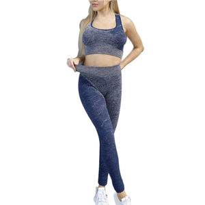 Vêtements de sport pour femmes en gros Ensemble 2 pièces Taille élastique Leggings de yoga unis Taille plus grande Course à pied Fitness Sports - Product Image 5