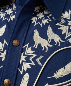 Camisa Vaquera Unisex 100% Algodón, Estilo Western, Manga Larga, Bordada, con Botones, Estilo Rodeo, Vintage, Casual, Corte Ajustado, con Ribete en Contraste - Product Image 5
