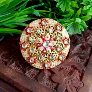 Efulgenz indien Antique rond cristal Faux Kundan réglable grande bague pour femmes indien grossiste bijoux pour femmes - Product Image 2