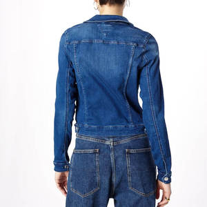 Chaqueta vaquera personalizada para mujer, chaqueta vaquera elástica azul para mujer, hecha en Pakistán, chaqueta vaquera con cuello vuelto de alta calidad para mujer - Product Image 2