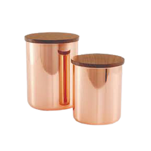 Juego de 2 Cajas de Almacenamiento Metálicas Martilladas con Tapa, de Alta Calidad, en Color Cobre y Dorado, para Utensilios de Cocina - Product Image 4