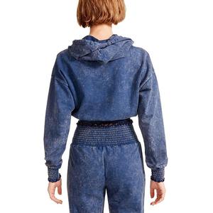 Sudadera con capucha de mujer de talla grande con lavado ácido OEM de mejor diseño, cuello con capucha transpirable de Color sólido ligero para adultos - Product Image 2