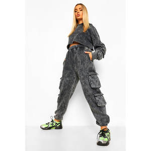 Chándal unisex lavado con ácido personalizado, ecológico, transpirable, de talla grande, chándal de invierno con capucha, Joggers de carga, conjunto de 2 piezas para hombres y mujeres - Product Image 2