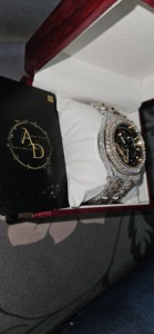 Đồng hồ nam cao cấp mặt chữ nhật vỏ thép mạ vàng, đính đá moissanite lấp lánh, máy Thụy Sĩ, vỏ thép không gỉ, kèm hộp. - Product Image 6