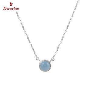 สร้อยคอหินอัญมณี925สเตอร์ลิงสีฟ้า Chalcedony เครื่องประดับขายส่งพร้อมสต็อกแฟชั่น - Product Image 2