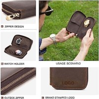 Vente en gros OEM fabriqué en usine Etui de montre en cuir personnalisé Etui de poche marron en cuir pour 2 montres