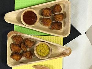 Nuevos platos de hoja de palma Areca biodegradables triangulares de 10 pulgadas, vajilla desechable ecológica para Pizza, OEM disponible a granel - Product Image 4