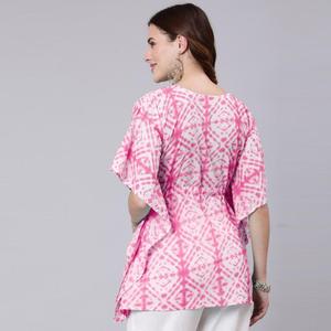 Vestido Kaftán de Algodón con Estampado Tie-Dye Rosa, Tela de Chifón-SHKUP1210 - Product Image 2