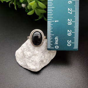 แหวนพลอยเซ็ตแบบแฮนด์เมดสีเงินสเตอร์ลิง925แหวนพลอยสีดำนิลทรงวงรีตัดแบบคลาสสิกแหวนแต่งงานครบรอบปี - Product Image 5