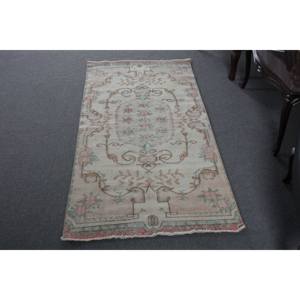 Alfombra clásica de lana rosa Beige de 3x6,5 pies hecha a mano de tejido plano turco Jacquard Patchwork diseño de látex para pasillo forma Rectangular - Product Image 1