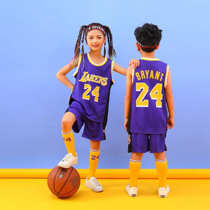 Ensemble 2 pièces Maillots de basket-ball respirants sans manches Vêtements de sport d'extérieur pour enfants Uniforme pour garçons - Product Image 2
