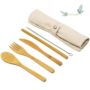 Juego de cubiertos de bambú natural/Juego de cubiertos de bambú ecológico Tenedor de cuchara de bambú con buen precio en Vietnam - Product Image 1