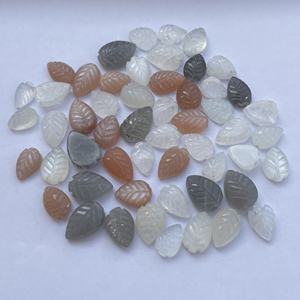 Piedra Lunar Natural de Melocotón, Piedra Lunar Blanca y Gris de 8mm, 10mm, 12mm, Hoja Tallada a Mano, Piedra Preciosa Suelta, Talla de Flores, Piedras Semipreciosas AAA - Product Image 1