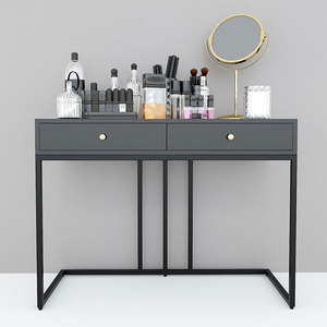 Commode minimaliste en chêne avec miroir et structure en MDF, pieds en fer 100x40cm, mobilier de maison - Product Image 1