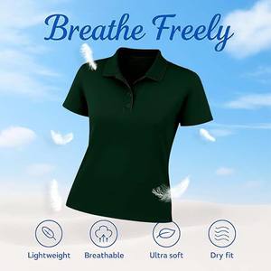 Tissu tricoté écologique respirant à séchage rapide extensible dans les 4 sens, personnalisé avec logo, pour chemise de golf décontractée pour femme, vente en gros - Product Image 5