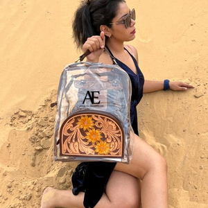 Recién llegado, mochilas transparentes de PVC de cuero con herramientas manuales reales, mochilas transparentes de cuero con estilo, bolsas de estadio de estilo occidental - Product Image 1