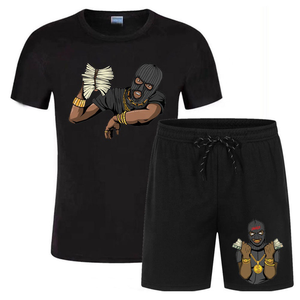 Custom Black Graphic <b>Shorts</b> Set <b>Men</b> Printed Streetwear <b>T</b> <b>Shirt</b> <b>and</b> <b>Shorts</b> Two Piece Summer Outfit - Product Image 1