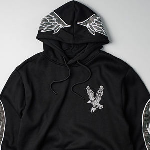 Sudadera con Capucha Térmica para Hombre, de Alta Calidad, Personalizada, Moderna, con Pedrería Negra, Bordado 3D, 100% Algodón - Product Image 5