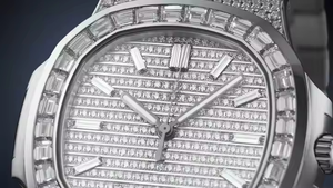 Montre unisexe de luxe glacée de haute qualité en acier inoxydable, personnalisable, avec cadran en quartz serti de diamants moissanite baguette - Product Image 4