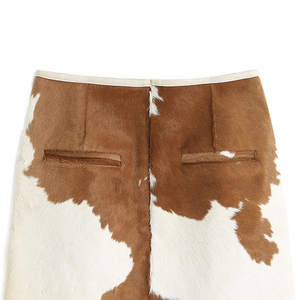Mini-jupe élégante en cuir de vachette taille mi-haute pour femme, sexy, confortable, tissage non tissé, respirante, écologique, imprimé animal, collection 2025 - Product Image 4