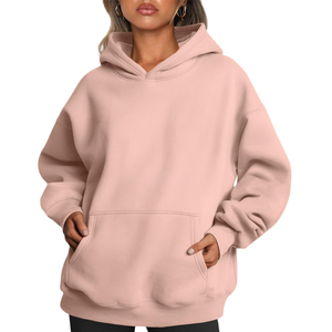 Sweat à capuche oversize en polaire pour femme, logo personnalisé, décontracté, épaules tombantes, vêtements d'automne et d'hiver, motif élégant sur le devant - Product Image 1