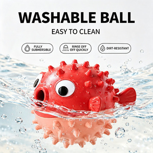 Juguete Masticable Interactivo para <span class=keywords><strong>Perros</strong></span>, Pelota Molar Elástica de TPR Resistente a Mordidas, con Forma de Pez, Dispensador de Golosinas - Product Image 3