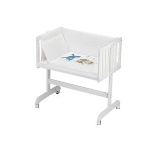 Cuna Moderna para Dormir Juntos en Haya Blanca Mod. Diseño de Paracaídas para Bebés y Niños Incluye Ropa de Cama, Prenda y Colchón - AZUL - Product Image 1
