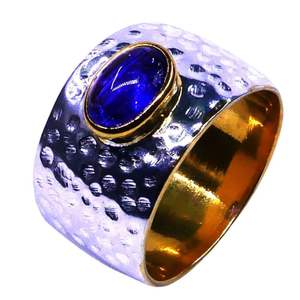 Bague tanzanite en argent sterling 925 plaqué or classique pour mariages et fêtes - Product Image 1