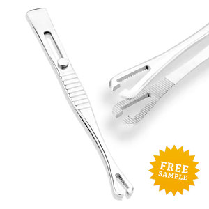 Best Supplier Steel Mini Multi Purpose Body Piercing Pennington Slotted Tweezers Body Piercing Tool with Sliding Easy Lock - Product Image 6