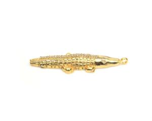 Pendentif en forme de crocodile en laiton plaqué or anti-ternissement avec zircone cubique Swarovski, bijoux faits à la main, charme animal tendance - Product Image 1