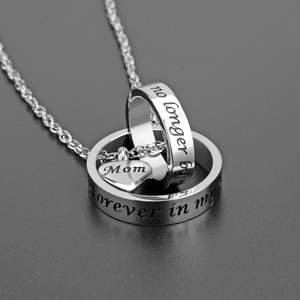 Collier d'urne de maman en argent pour les cendres ne sont plus à mes côtés pour toujours dans mon coeur médaillon sculpté collier de cendres incinérées taille personnalisée - Product Image 2