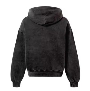 Sweat à capuche zippé unisexe de haute qualité pour l'hiver nouveauté broderie de logo imprimé personnalisé conception de motif solide technique de teinture unie - Product Image 2