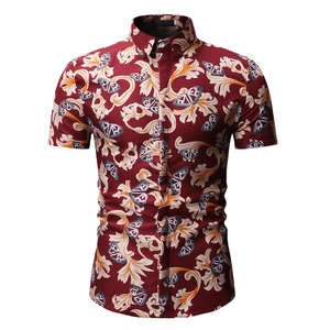 Diseño OEM personalizado impreso botón Arriba Hawaii playa verano camisas hombres Casual vacaciones camisas - Product Image 3