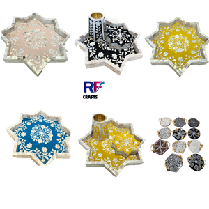 ถาดเสิร์ฟอาหารฝังกระดูกลายดอกไม้หรูหราพร้อมแม่มุกสำหรับร้านอาหารและโรงแรมถาดเสิร์ฟจากอินเดีย - Product Image 1