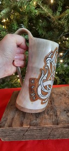 Alta demanda Taza de cuerno estilo vikingo Bebida natural hecha a mano para cerveza o cerveza e hidromiel disponible al mejor precio - Product Image 2