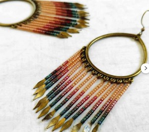 Pendientes de araña con cuentas de color rosa y verde azulado Ombre, pendientes con flecos gitanos de bronce de Color dorado antiguo bohemio, candelabro largo bohemio - Product Image 1