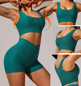 Nouvel ensemble de yoga pour femmes, haut à manches courtes et leggings taille haute, pour la salle de sport, ensemble de 2 pièces, haut à col rond et pantalon de yoga - Product Image 6