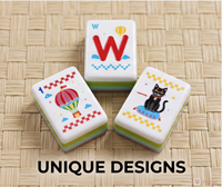 Tuiles de Mahjong de Luxe en Acrylique à Vendre : Motifs Arc-en-ciel, Bords Blancs, Chat Noir et Designs Rétro – Idéales pour Fêtes et Cadeaux
