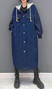 Chaqueta vaquera larga clásica para mujer, elegante, de gran tamaño, versátil, hasta la rodilla, capas de moda, ropa de calle Vintage esencial - Product Image 2