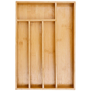 Organisateur de tiroir à couverts en bambou moderne fait à la main avec plusieurs sections pour le rangement des cuillères, des fourchettes, des couteaux et des ustensiles - Product Image 5