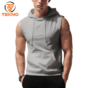 2025 Top Quality Breathable Casual Fitness <b>Sleeveless</b> <b>Hoodie</b> Sport Wear <b>Sleeveless</b> Solid Color Pullover Men Gym Hoodies OEM - Product Image 1