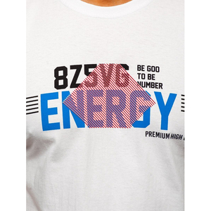 เสื้อยืดฟิตเนสผู้ชาย ผ้าฝ้าย 100% สีขาว พิมพ์ลายเรียบ ทรงหลวม แขนสั้น สไตล์สตรีท รุ่น NEW JOURNEY ราคาถูก - Product Image 4
