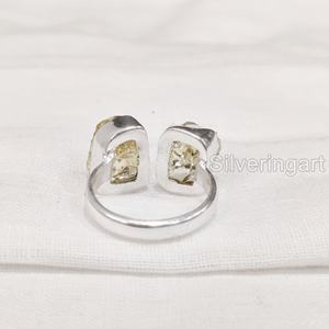 Joyería de piedra en bruto Anillo de mujer Piedra preciosa de citrino en bruto natural Piedra natal de Noviembre Joyería de piedra doble Anillo de plata esterlina 925 - Product Image 6