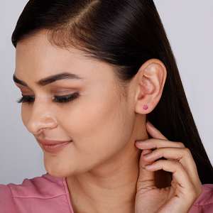 Rose Gold Magenta Flower Stud Kids Pendientes Elegante Kid's Jewelry - Product Image 3