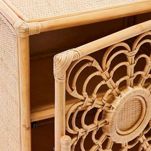 Armoire en rotin écologique tissée à la main Organisateur en bois naturel élégant et fonctionnel avec rangement spacieux pour une utilisation au bureau à domicile - Product Image 6