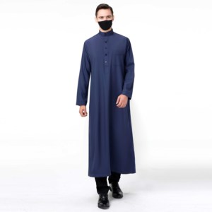 Thobe personnalisé teint brodé style marocain pour hommes couleur contrastée unie vêtements islamiques de qualité supérieure pour l'automne arabe grande taille - Product Image 5