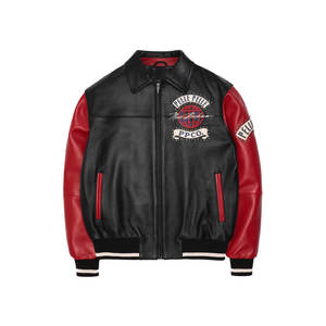 Gran oferta, nuevo diseño, chaqueta de cuero de béisbol para hombre, recién llegado, cuello levantado, precio bajo, chaquetas de cuero con letras - Product Image 1