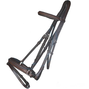 2025 OEM EQUESTRIAN HORSE BRIDES EN CUIR ANGLAIS COLLIER HALTER HEADSTALL TRESSÉ RÉGLABLE LOGO PERSONNALISÉ COULEUR MARRON - Product Image 4